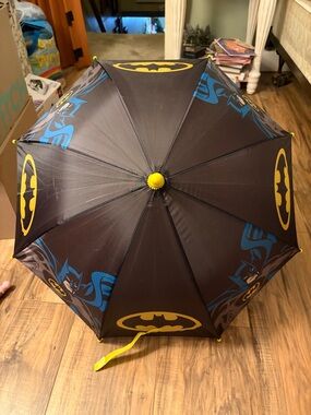 Batman Kids Umbrella - Black with Yellow & Blue Logos